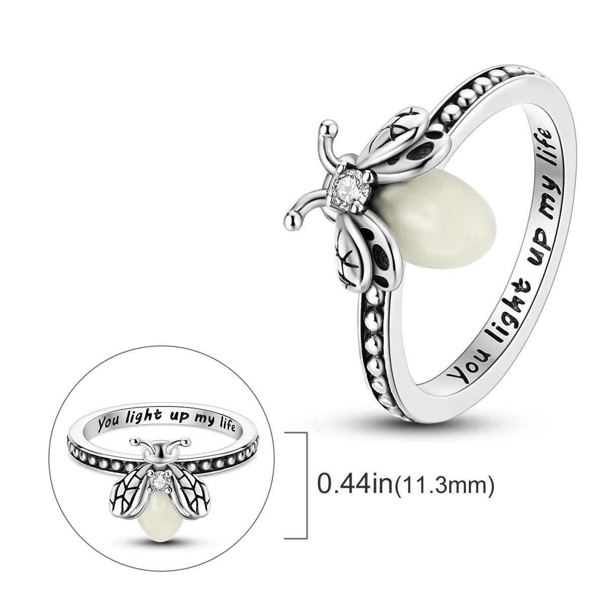 Anillo Luciérnaga Plata 925 con Circonita Luminoso para Mujer