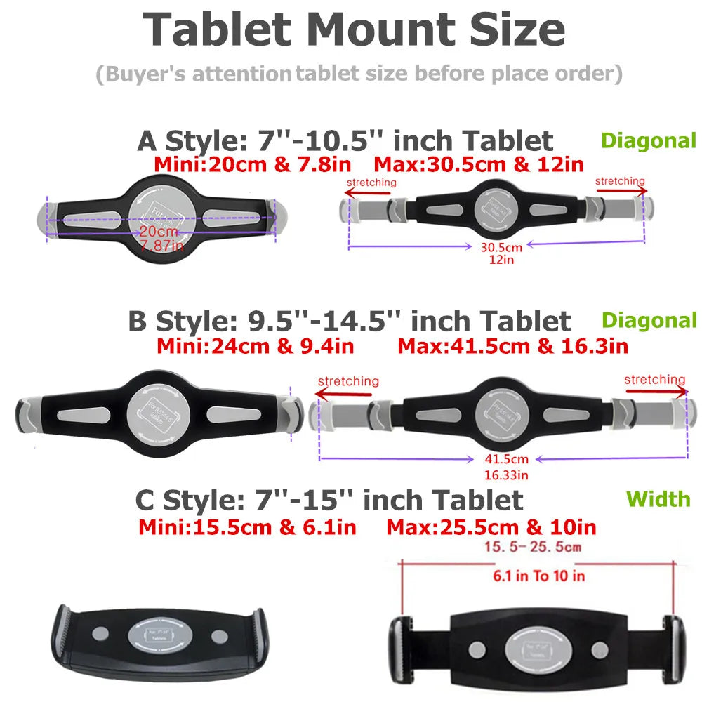 Tablet Holder for Tablet PC Car Back Seat Headrest Mounting Holder Tablet Universal 7-15'' for IPad Xiaomi Samsung Clip Mount