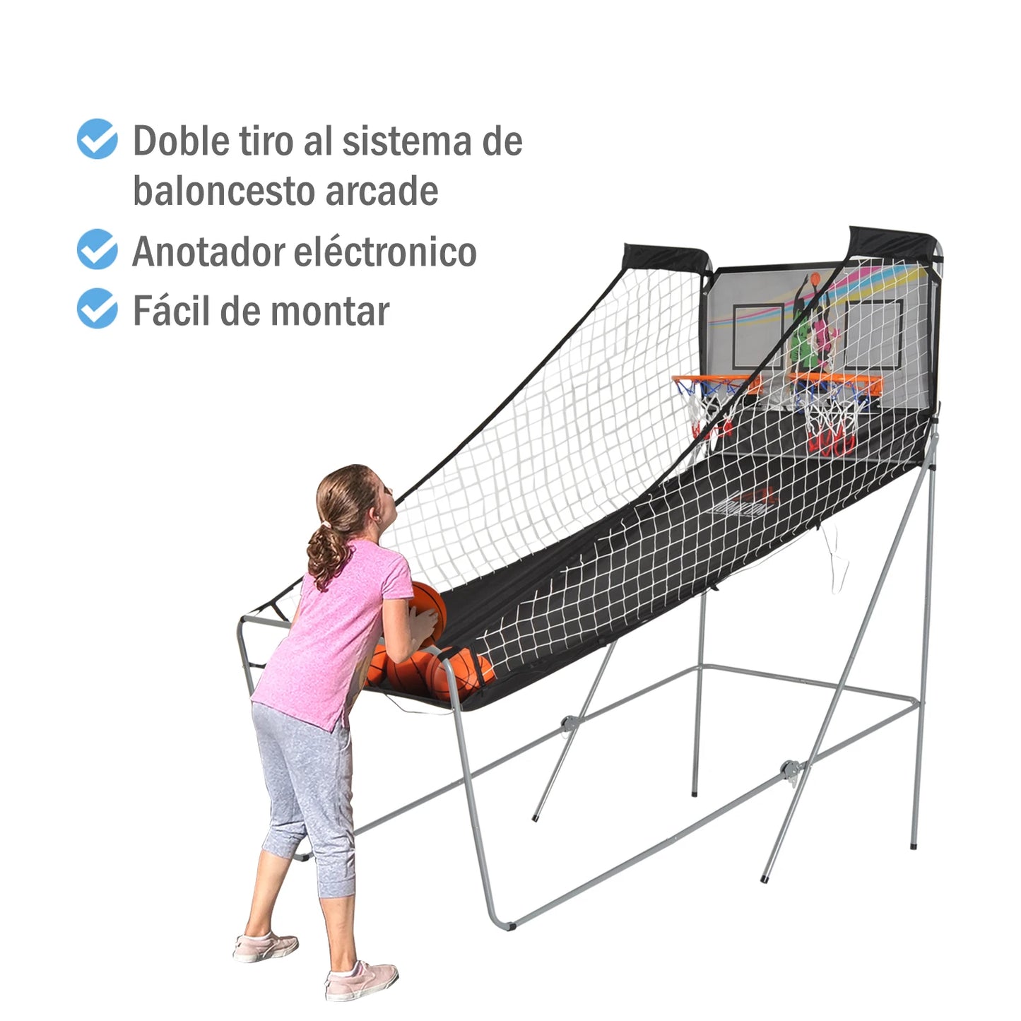 HOMCOM Canastas de Baloncesto Portátiles con Soporte de Acero y Contador