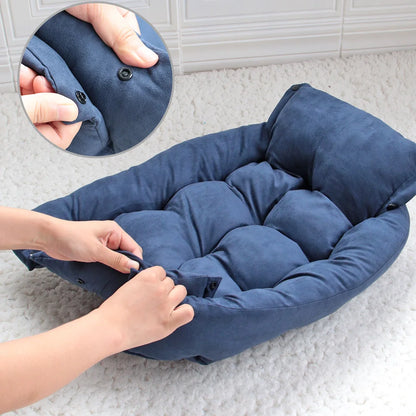 Cama Multifunción 3 en 1 para Perros y Gatos Didog, Cojín Suave de Algodón Lavable con Funda Extraíble, Estera y Sofá para