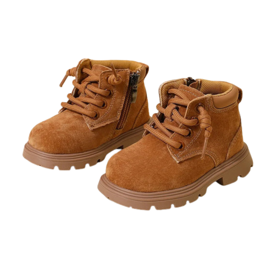 Botas para Bebé Antideslizantes de Cuero con Cremallera y Cordones