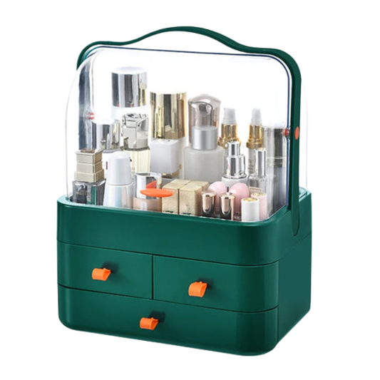 Organizador de Maquillaje con Cajones y Tapa Antipolvo Verde