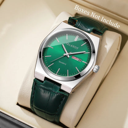 Reloj Hombre de Cuarzo Elegante con Calendario y Correa de Cuero