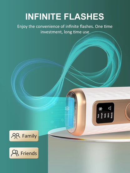 Icy-Cool Laser Hair Removal 5 Functions At-Home Painless Hair Remove for Whole Body Bikini Trimmer for Women Ladies IPL Epilator