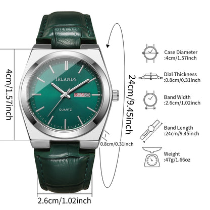 Reloj Hombre de Cuarzo Elegante con Calendario y Correa de Cuero