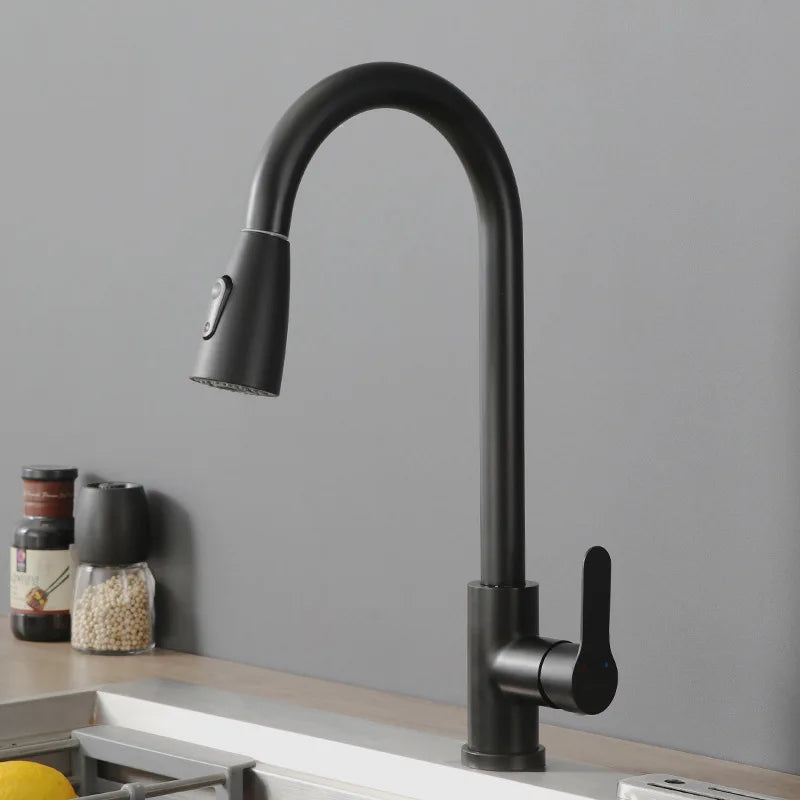 Grifo de Cocina Extraíble de Acero Inoxidable 304 con Rociador