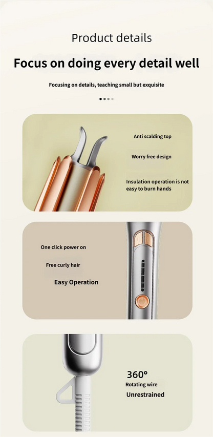 Rizador de Pelo Automático Cerámica 32 mm con Control de Temperatura