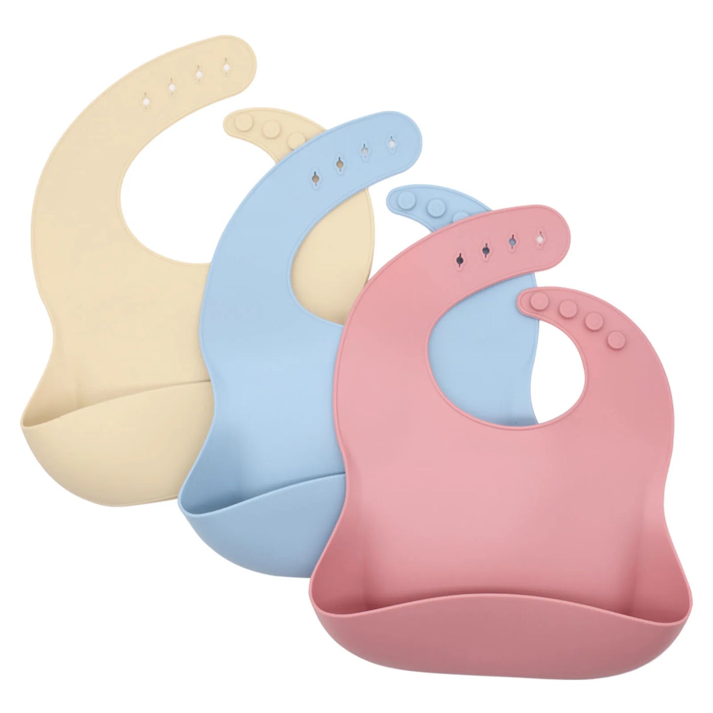 Babero de Silicona para Bebé con Bolsillo Recoge Alimentos Ajustable