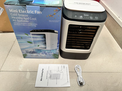 Enfriador de Aire Evaporativo USB Portátil con Luz LED y 3 Velocidades