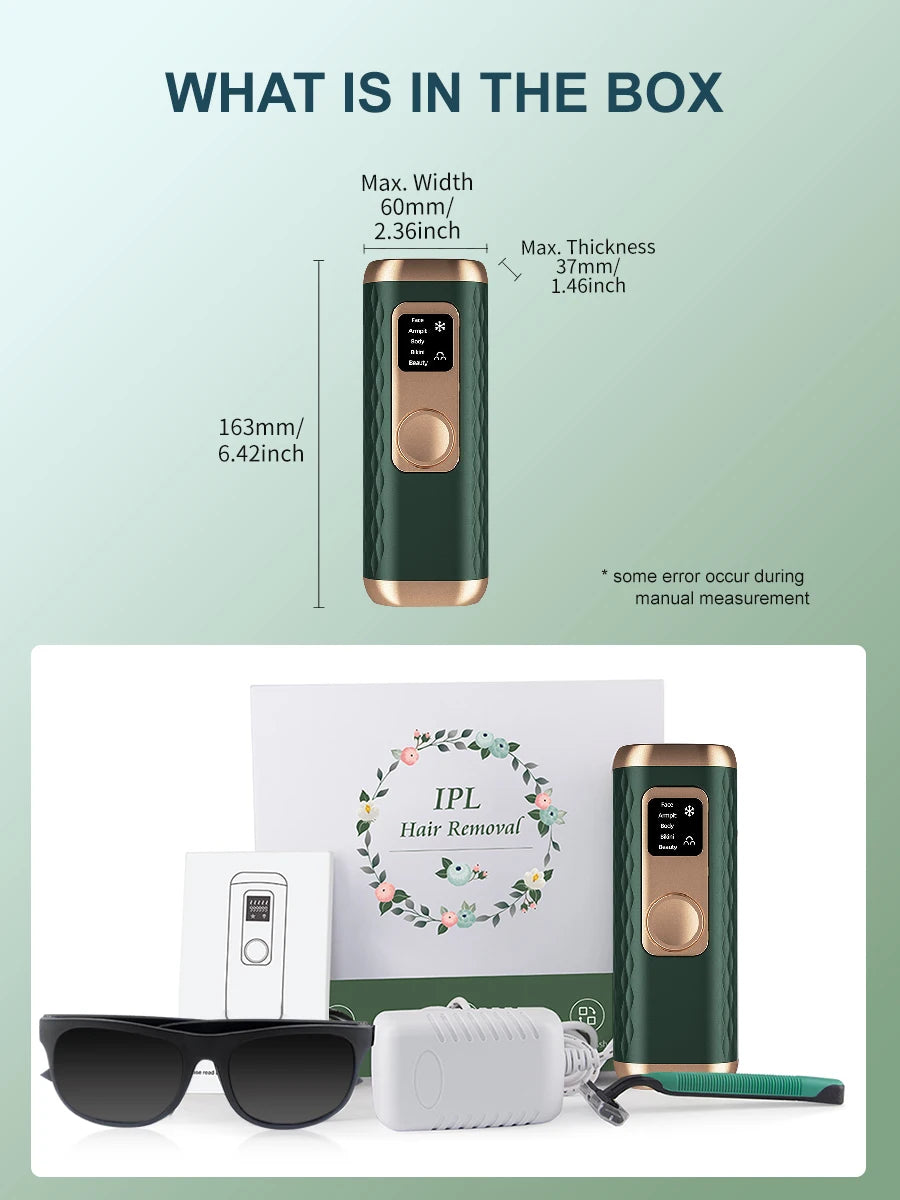 Icy-Cool Laser Hair Removal 5 Functions At-Home Painless Hair Remove for Whole Body Bikini Trimmer for Women Ladies IPL Epilator