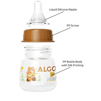 Biberón para recién nacido 60 ml de PP con diseño de animales compacto y ligero