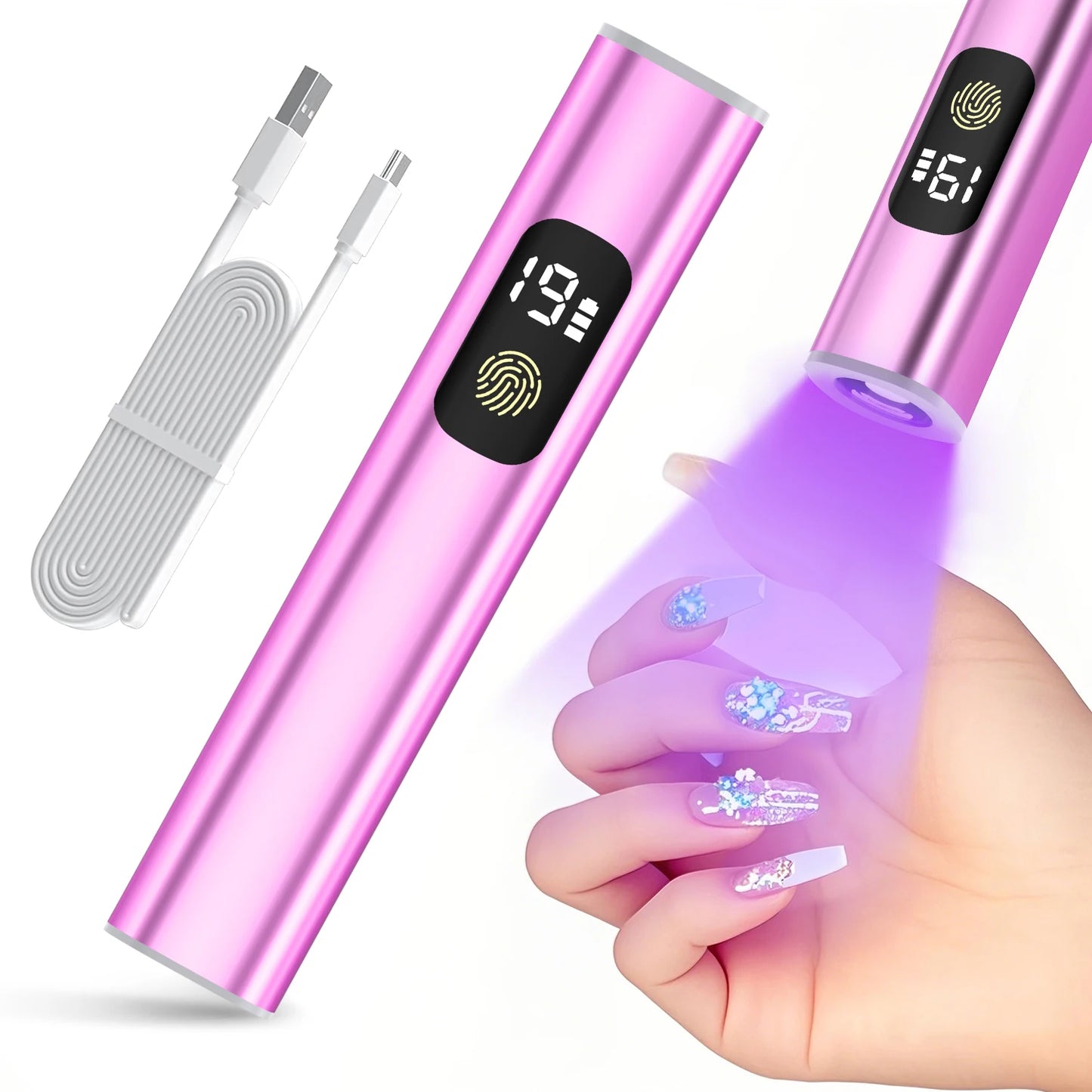 Lámpara LED UV portátil para uñas con temporizador y pantalla digital