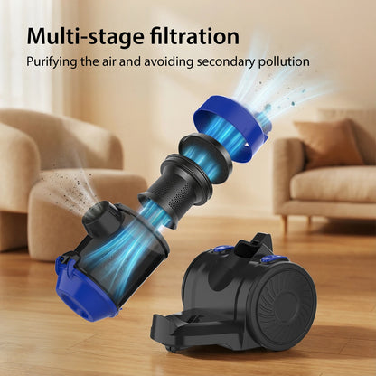Bagless Vacuum Cleaner, 5000W Pet Hair Bagless Vacuum Cleaner Cylinder Carpet Cleaner with HEPA Filter, Long Reach, 3 In 1 Brush