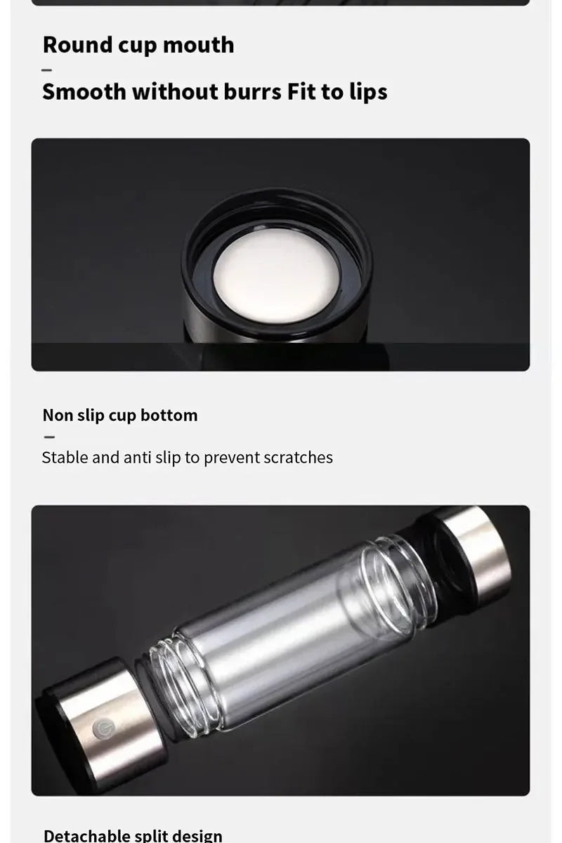 420ml Rich Hydrogen Oxygen Water Cup H2 Generator Bottle Alkaline Maker Ionizer Bottle Super Antioxidan Titanium Quality Filter