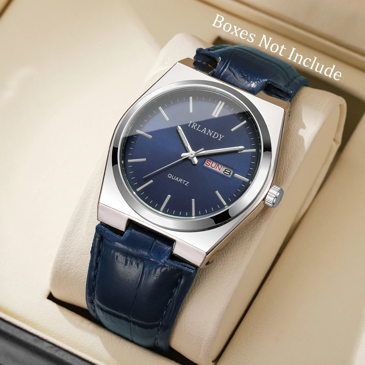 Reloj Hombre de Cuarzo Elegante con Calendario y Correa de Cuero