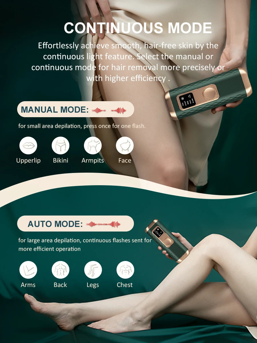 Icy-Cool Laser Hair Removal 5 Functions At-Home Painless Hair Remove for Whole Body Bikini Trimmer for Women Ladies IPL Epilator