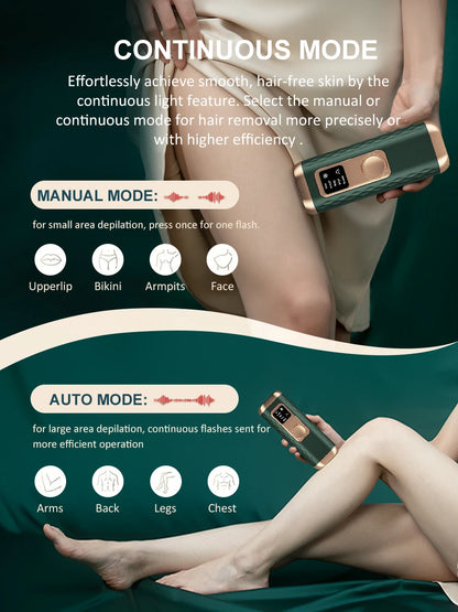 Icy-Cool Laser Hair Removal 5 Functions At-Home Painless Hair Remove for Whole Body Bikini Trimmer for Women Ladies IPL Epilator