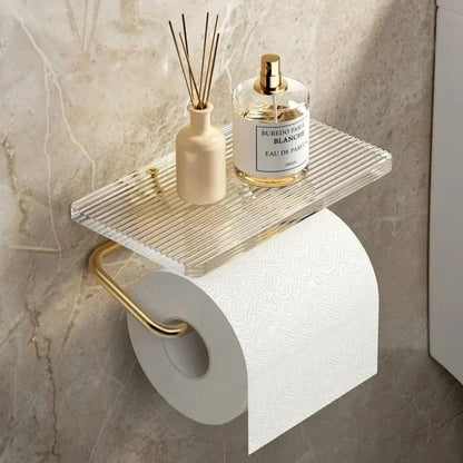 Portarrollos Adhesivo con Estante para Baño y Soporte para Móvil