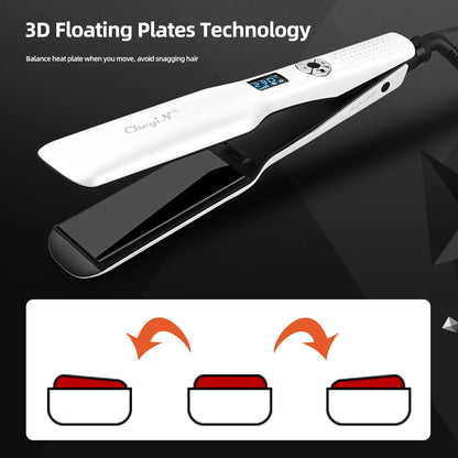 Plancha alisadora de cabello cerámica turmalina 230 °C con pantalla LCD