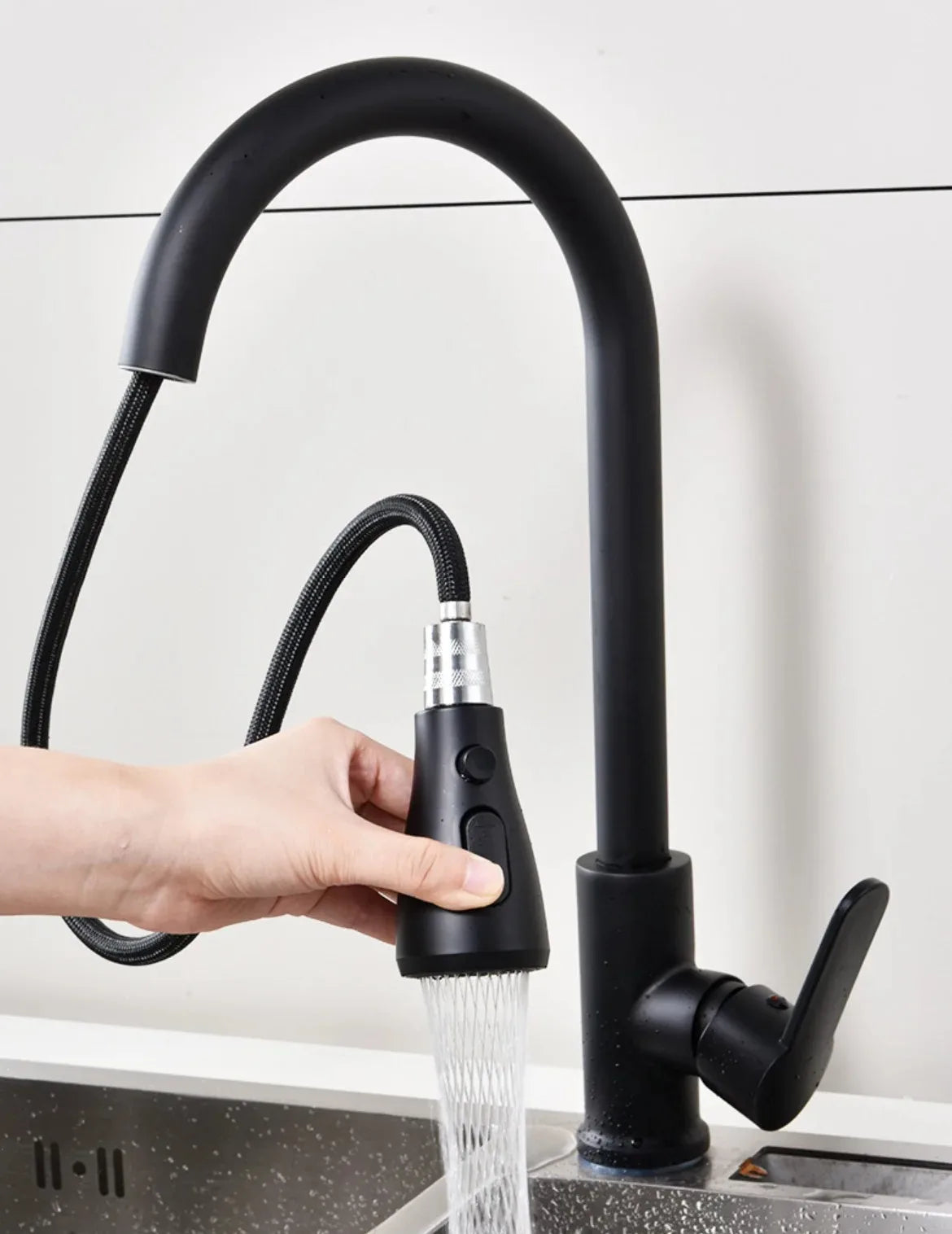 Grifo de Cocina Extraíble de Acero Inoxidable 304 con Rociador
