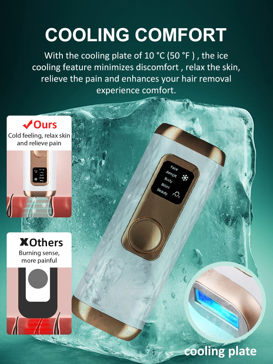 Icy-Cool Laser Hair Removal 5 Functions At-Home Painless Hair Remove for Whole Body Bikini Trimmer for Women Ladies IPL Epilator