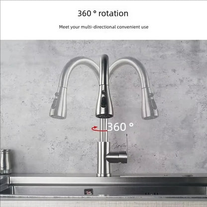 Grifo de Cocina Extraíble de Acero Inoxidable 304 con Rociador