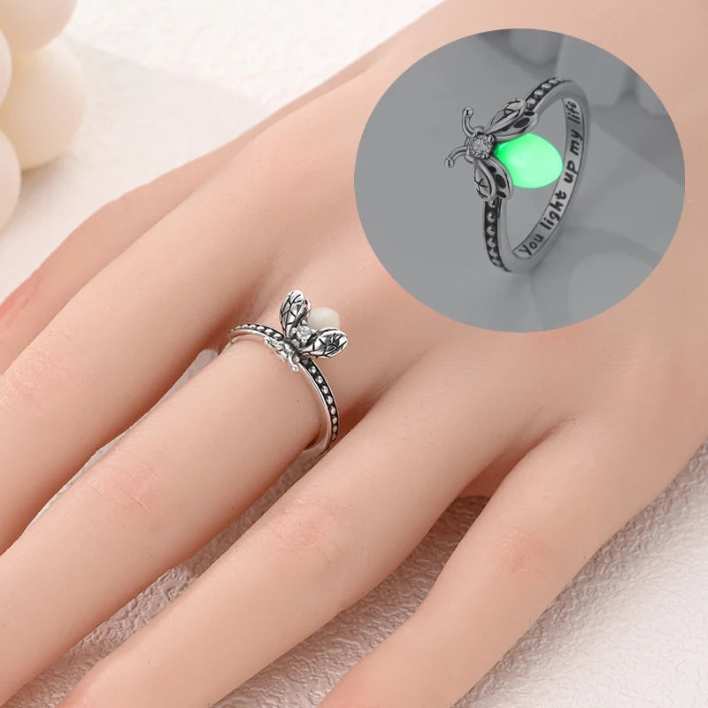 Anillo Luciérnaga Plata 925 con Circonita Luminoso para Mujer