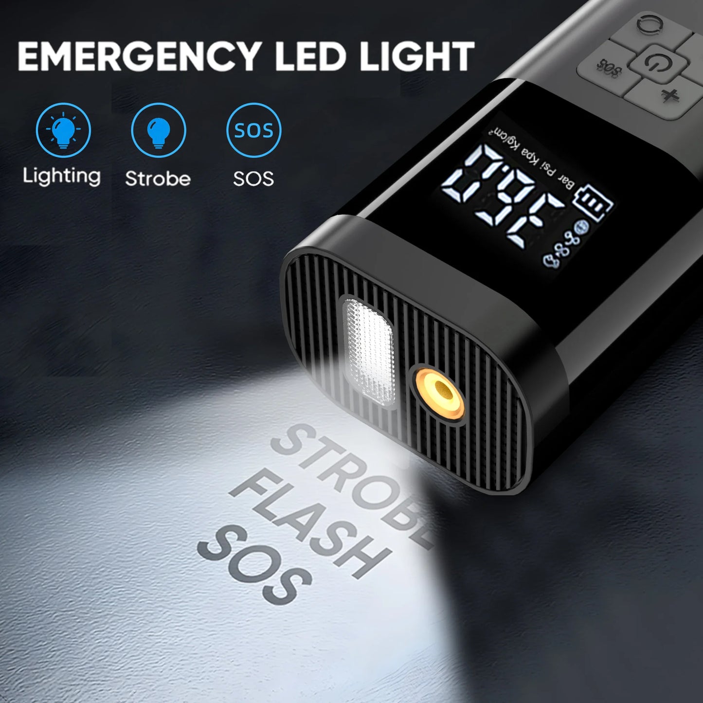 Compresor de aire portátil inalámbrico 150 PSI con pantalla digital