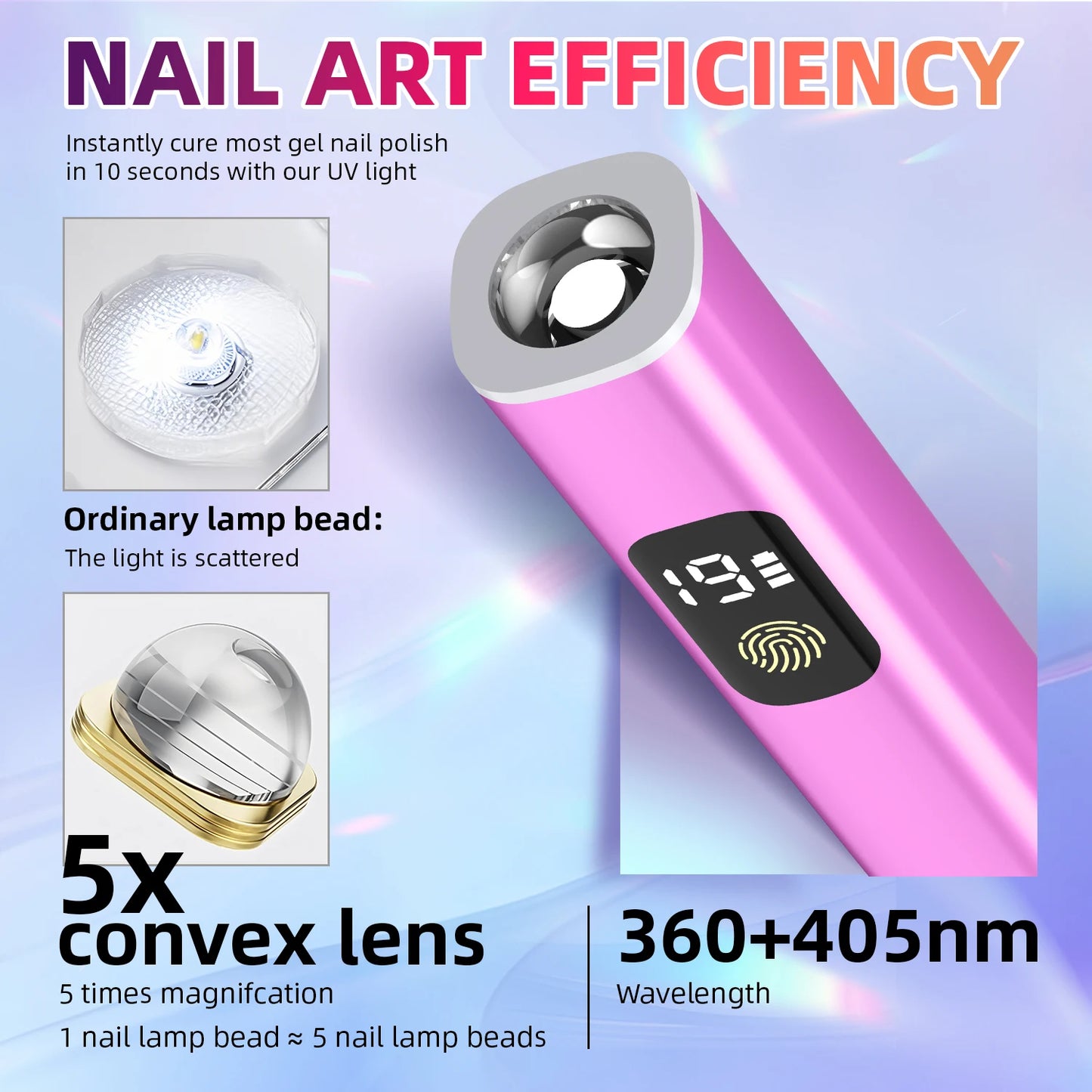 Lámpara LED UV portátil para uñas con temporizador y pantalla digital