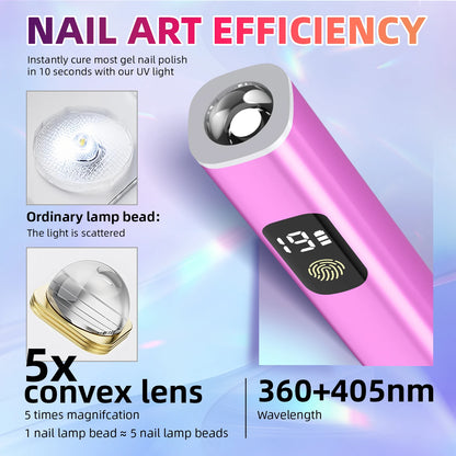 Lámpara LED UV portátil para uñas con temporizador y pantalla digital