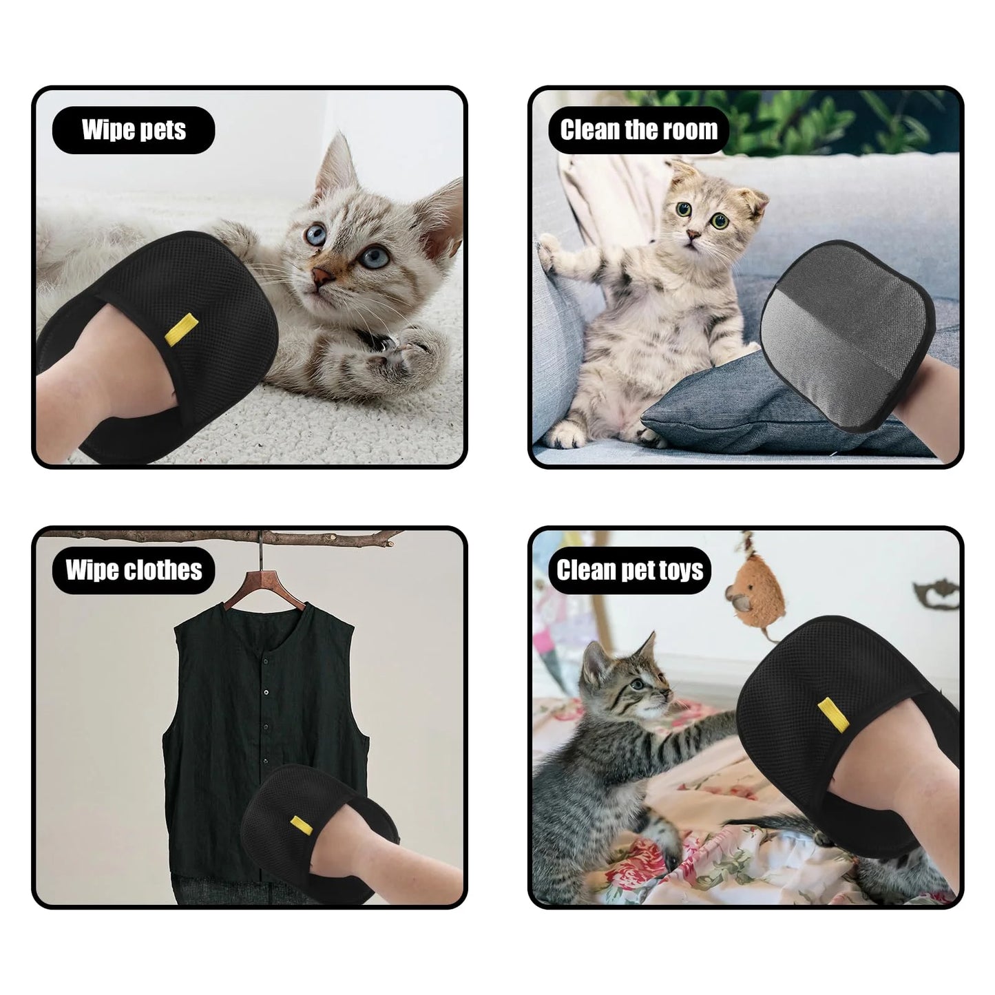 Guante Removedor de Pelo para Mascotas Reutilizable de Doble Cara