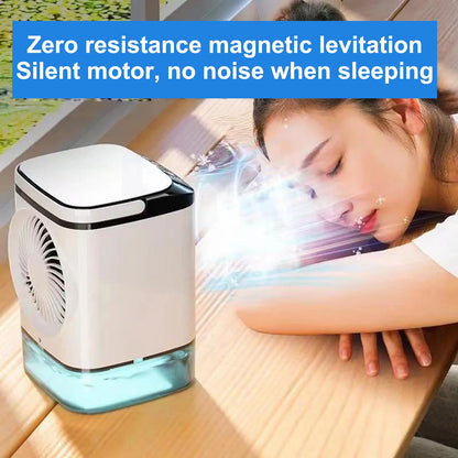 Enfriador de Aire Evaporativo USB Portátil con Luz LED y 3 Velocidades