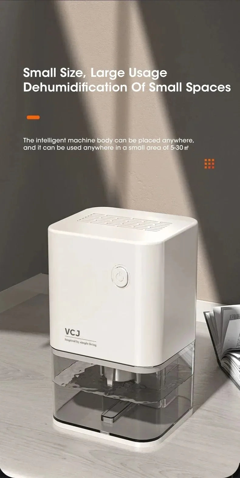 2025 New Silent Dehumidifier For EU Plug - Quiet Moisture Absorber Air Dryer Deodorizer for Home Bedroom Office Kitchen