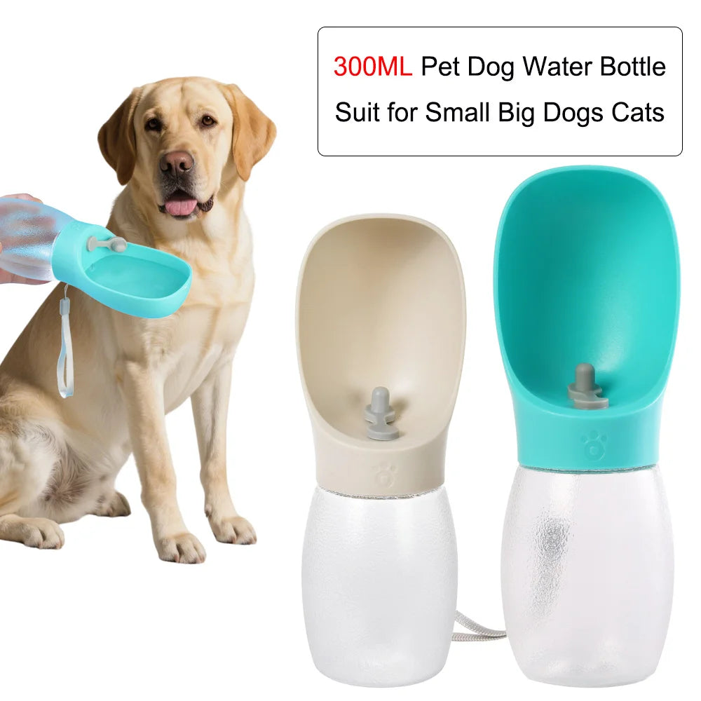 Botella de Agua Portátil para Perros y Gatos con Bebedero 300 ml