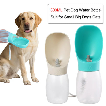 Botella de Agua Portátil para Perros y Gatos con Bebedero 300 ml