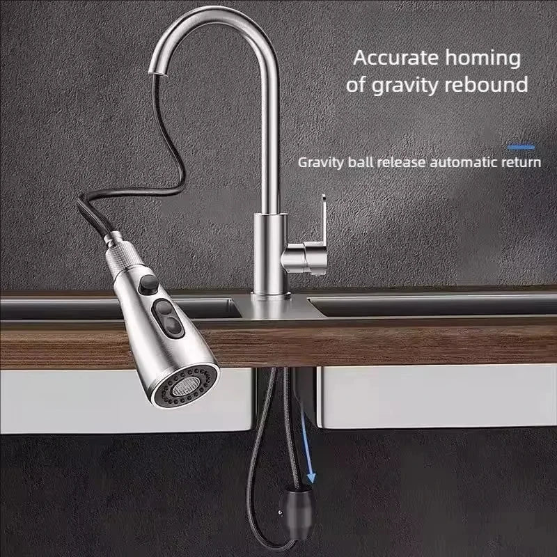 Grifo de Cocina Extraíble de Acero Inoxidable 304 con Rociador