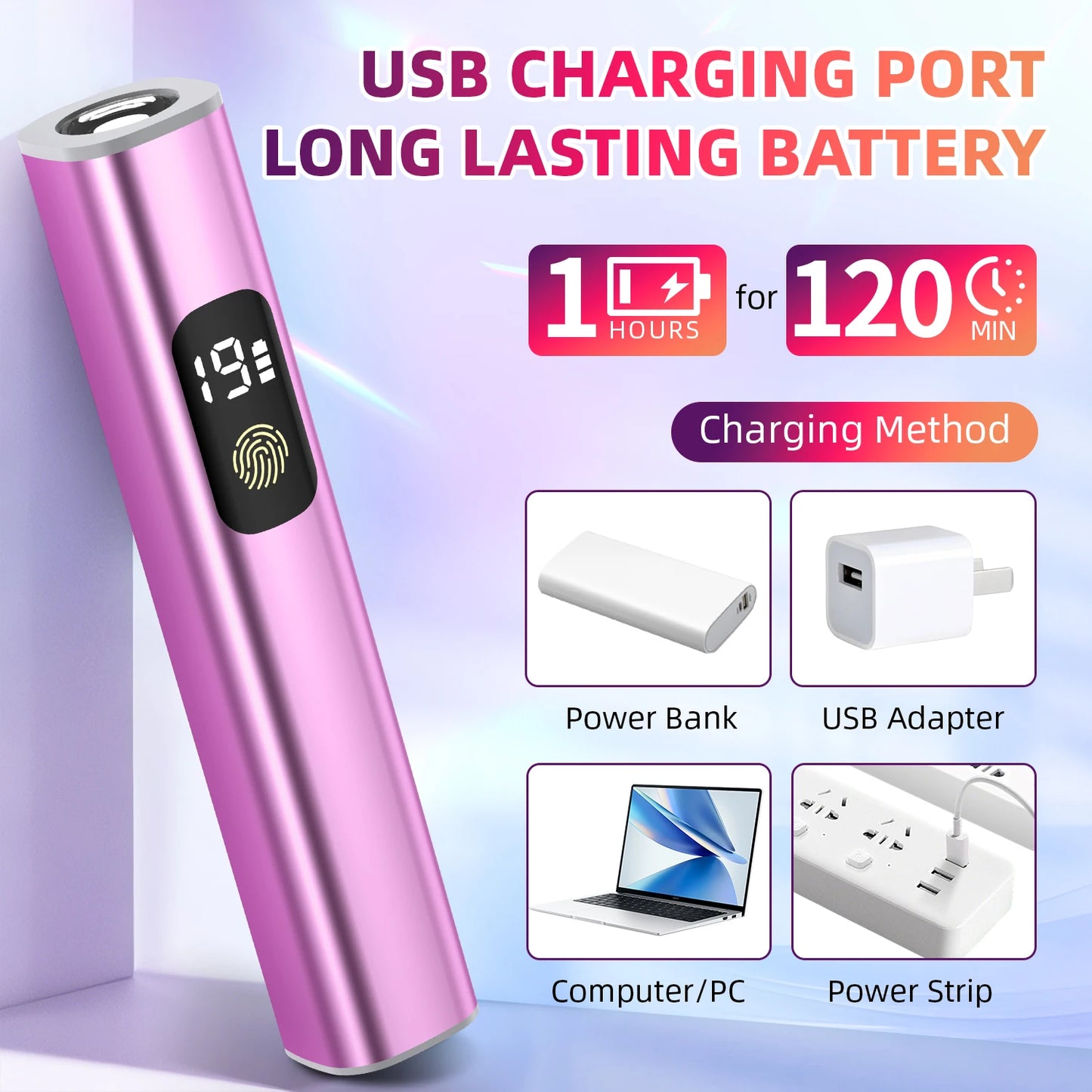 Lámpara LED UV portátil para uñas con temporizador y pantalla digital