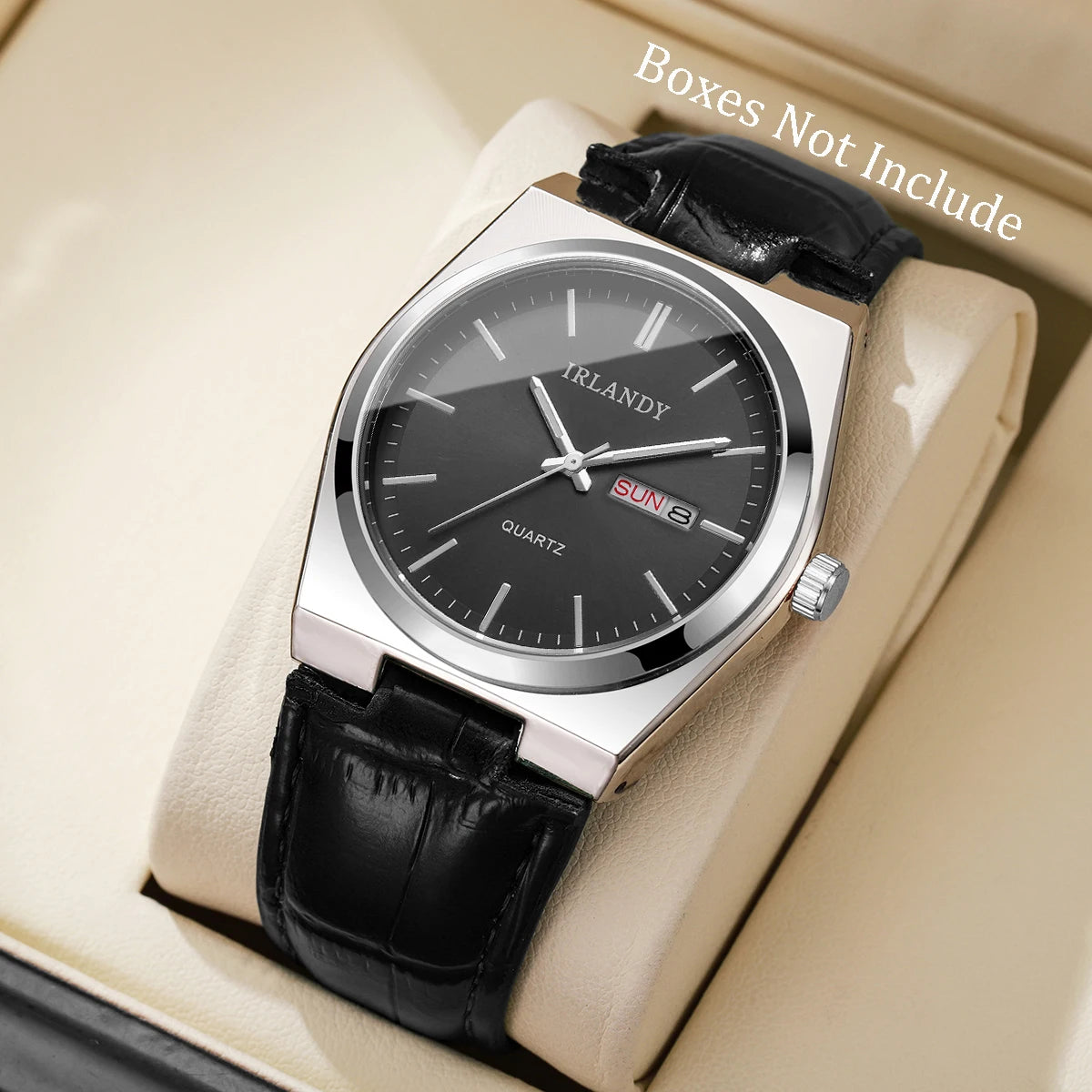 Reloj Hombre de Cuarzo Elegante con Calendario y Correa de Cuero