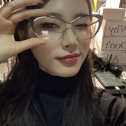 Montura Cat Eye para Mujer Gafas Graduadas de Moda Antiluz Azul