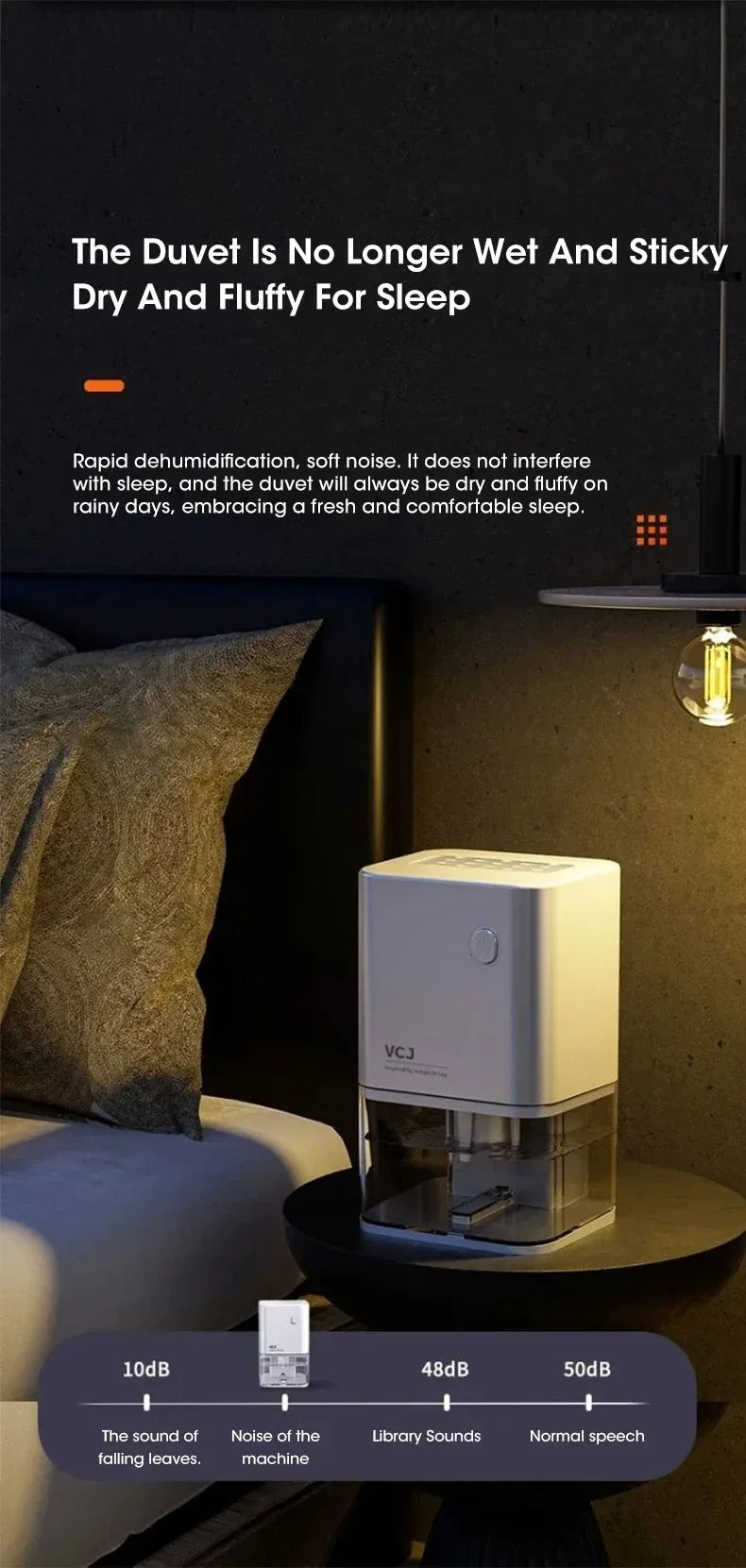 2025 New Silent Dehumidifier For EU Plug - Quiet Moisture Absorber Air Dryer Deodorizer for Home Bedroom Office Kitchen
