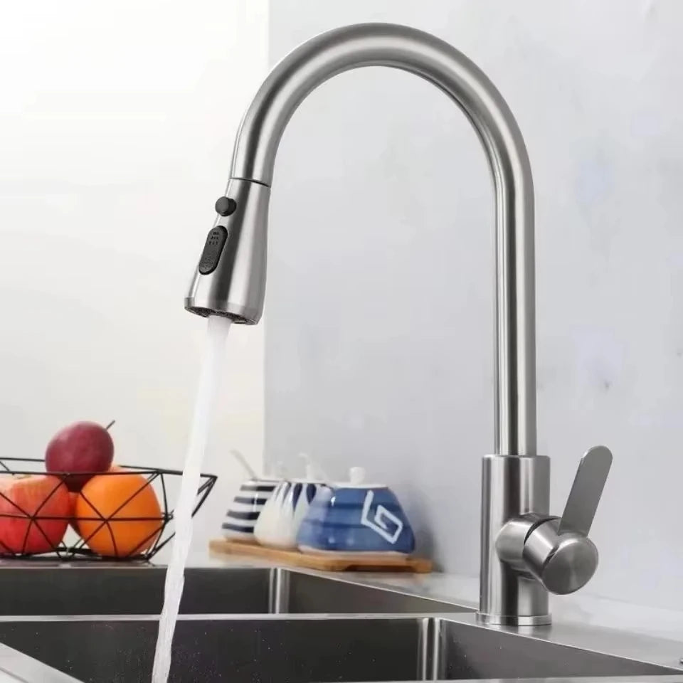 Grifo de Cocina Extraíble de Acero Inoxidable 304 con Rociador