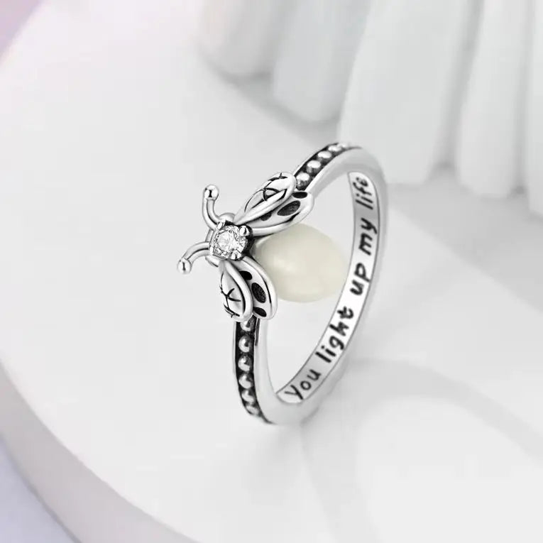 Anillo Luciérnaga Plata 925 con Circonita Luminoso para Mujer