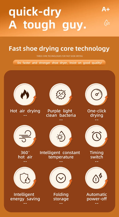 Smart Timer Shoe Dryer, Adjustable Telescopic Shoe Dryer, Quick Dry, deodorizer, Sterile