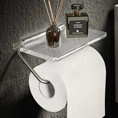 Portarrollos Adhesivo con Estante para Baño y Soporte para Móvil