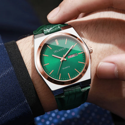 Reloj Hombre de Cuarzo Elegante con Calendario y Correa de Cuero