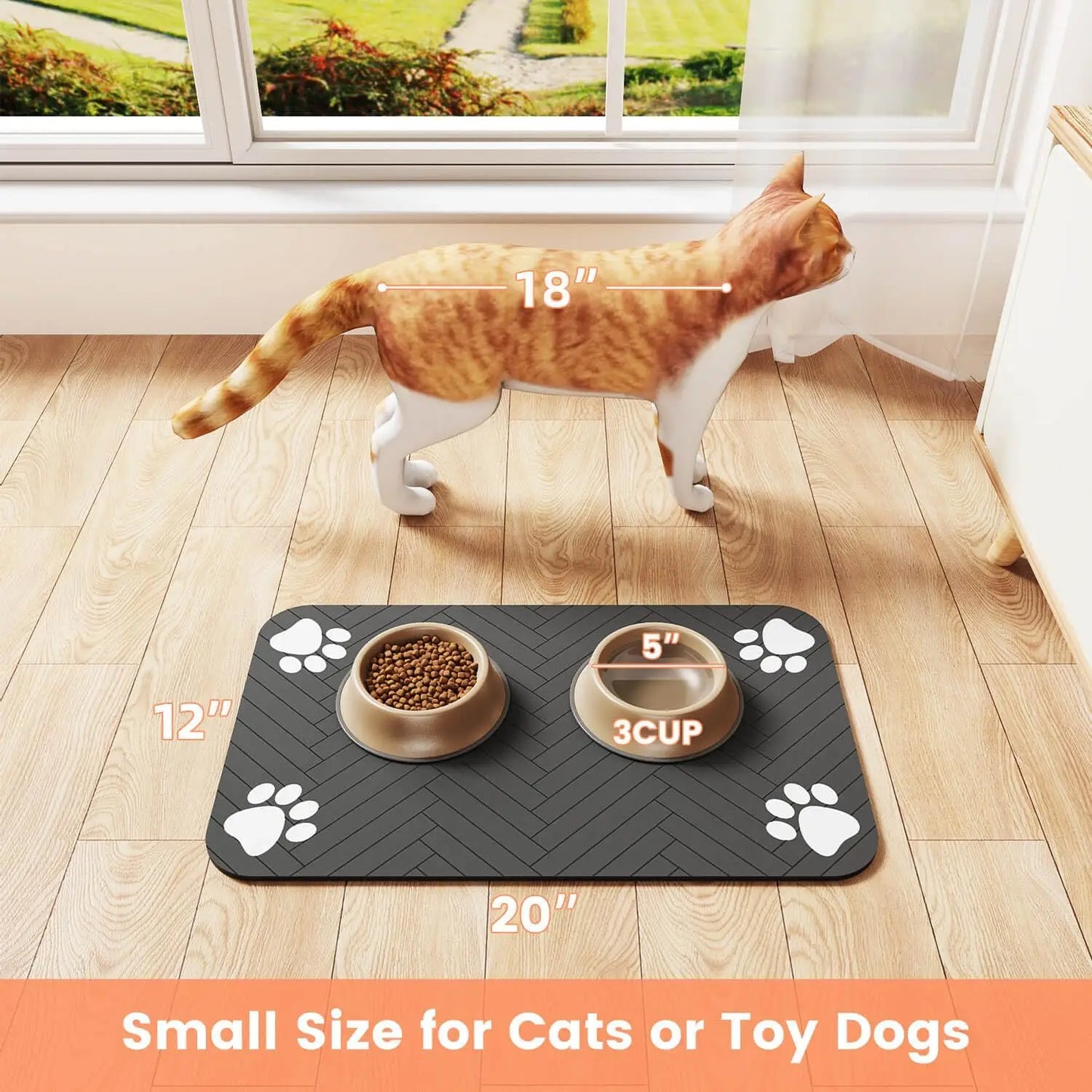 Alfombrilla Impermeable para Comedero de Perros y Gatos Antideslizante