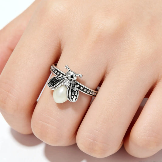 Anillo Luciérnaga Plata 925 con Circonita Luminoso para Mujer