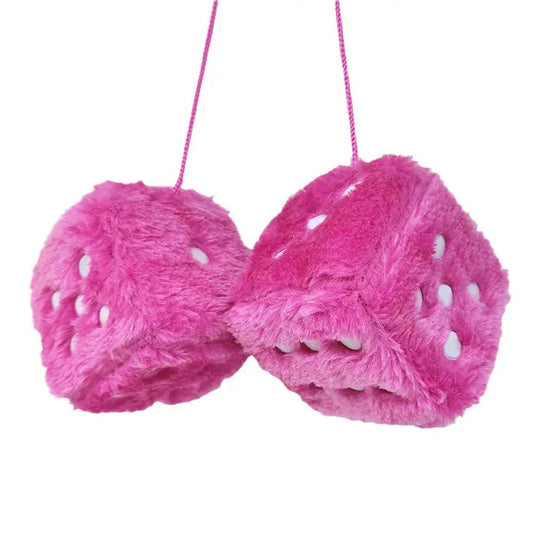 Colgante para coche dados de peluche suaves 7,5 cm decoración interior 2 unidades