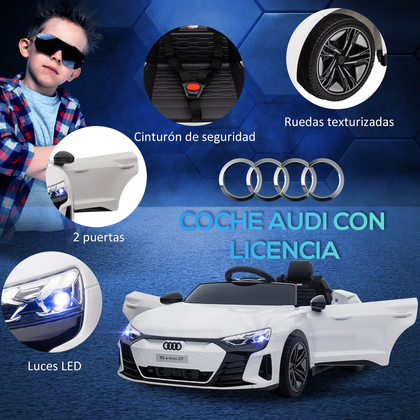 Homcom Electric Car for Children +3 Years Audi Rs E-Tron Gt 103X58X41 cm White