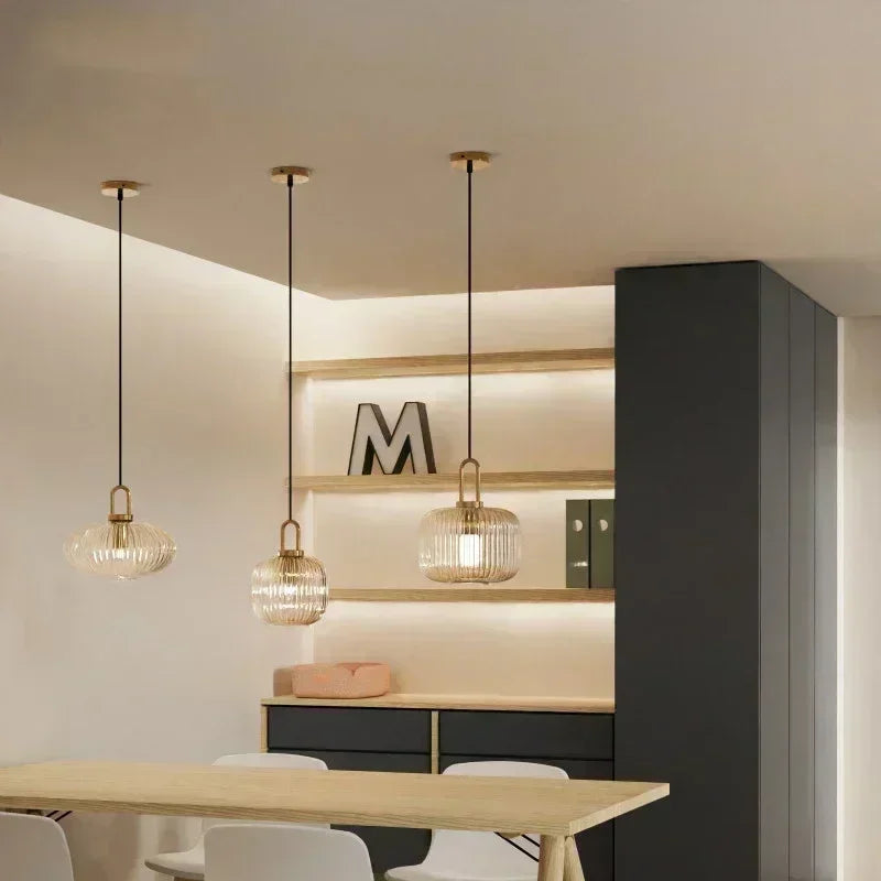 Lámpara Colgante de Cristal E27 Estilo Vintage para Interior